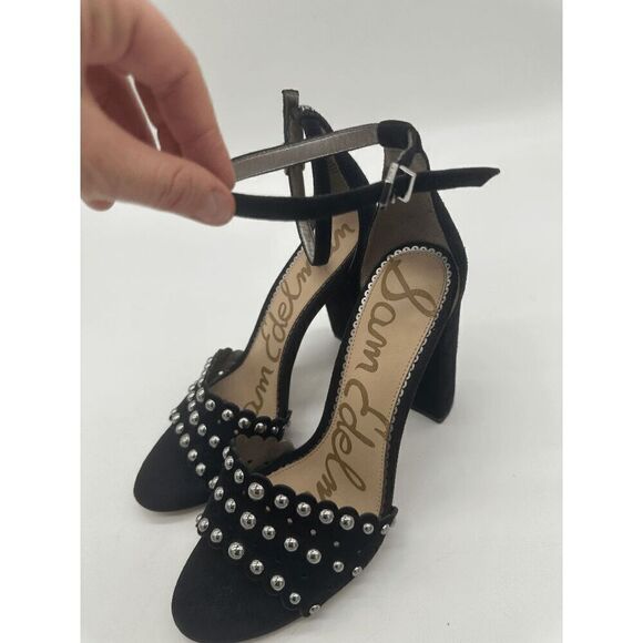 Sam Edelman Women Sandals W Strap Block Heels Beaded Accent Sz 9 Black MSRP 130 - Picture 9 of 9